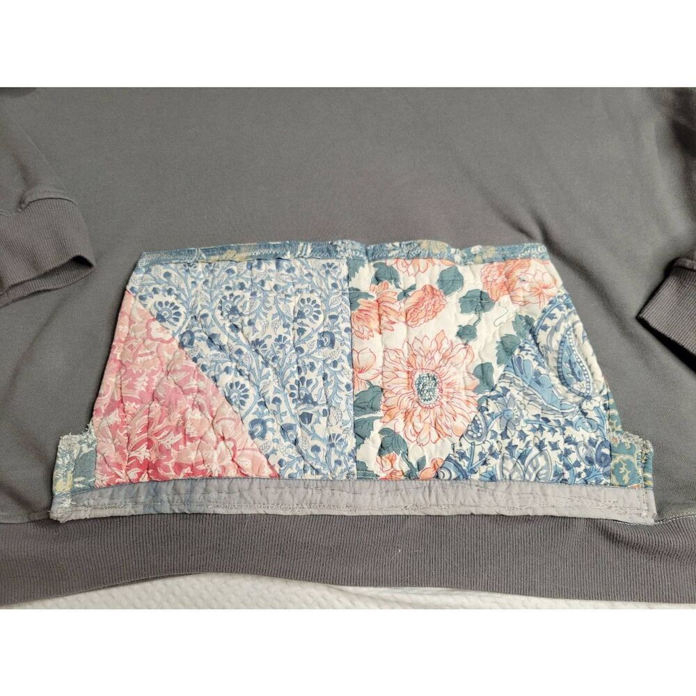 Hoodie Reworked upcycled repurposed plus size quilted pocket - Picture 2 of 9